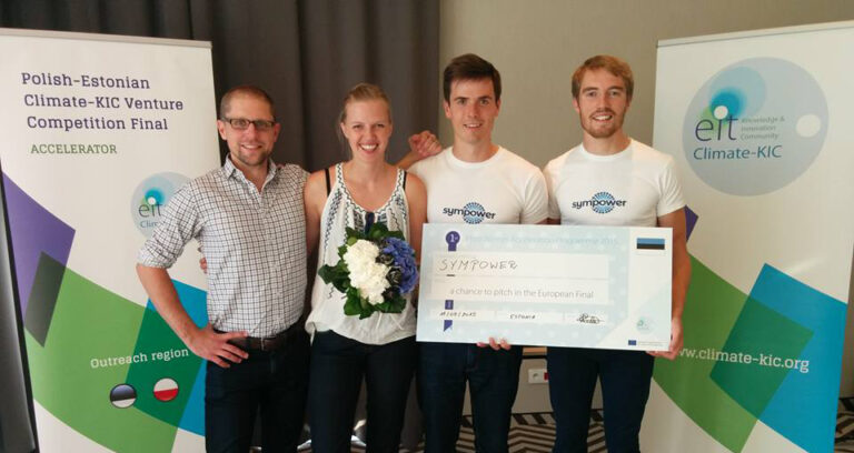 Ann Runnel with a First Seed Funding check from Climate Kic Accelerator.